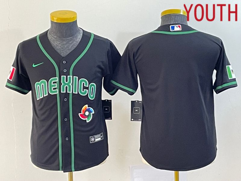 Youth 2023 World Cub Mexico Blank Black Nike MLB Jersey14->youth mlb jersey->Youth Jersey